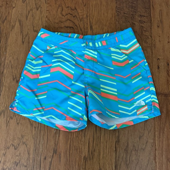 The North Face Girls MED (10/12) Board Water Swim Shorts Adjustable Waist Neon - Picture 1 of 11